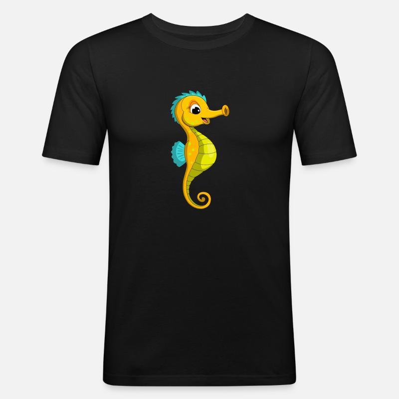 lorey.w "kleines Seepferdchen", Mädchen - Männer Slim Fit T-Shirt - Schwarz