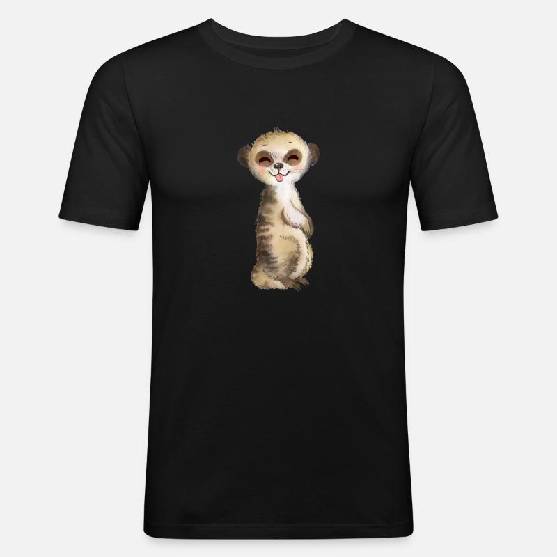 freches Erdmännchen - Männer Slim Fit T-Shirt - Schwarz