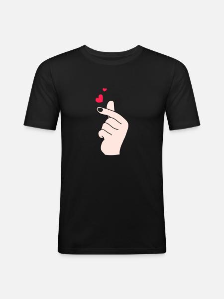 Fingerherzen 2 - Männer Slim Fit T-Shirt - Schwarz