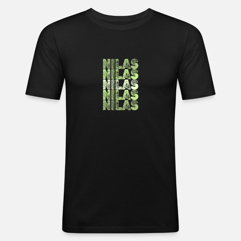 Nilas - Männer Slim Fit T-Shirt - Schwarz