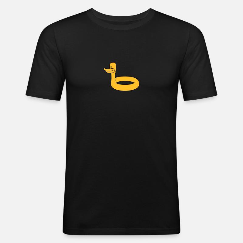Duck Swimming Ring - Männer Slim Fit T-Shirt - Schwarz