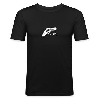 44 Magnum Revolver - Waffen und Munition - Männer Slim Fit T-Shirt - Schwarz - Vorne - Nik (191cm)