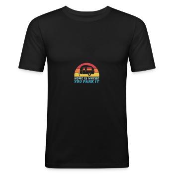 Home Is Where You Park It Motorhome Trailer Camper - Männer Slim Fit T-Shirt - Schwarz - Vorne - Nik (191cm)