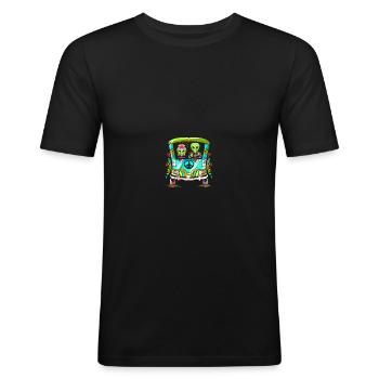 Space Shroom - Hippie Alien - Männer Slim Fit T-Shirt - Schwarz - Vorne - Nik (191cm)