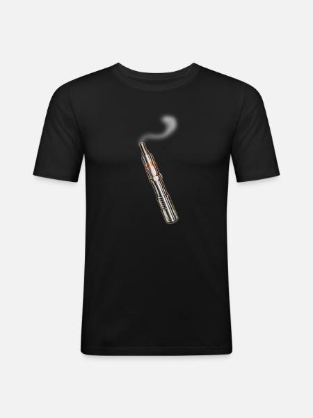 E-Zigarette-mit Rauch - Männer Slim Fit T-Shirt - Schwarz