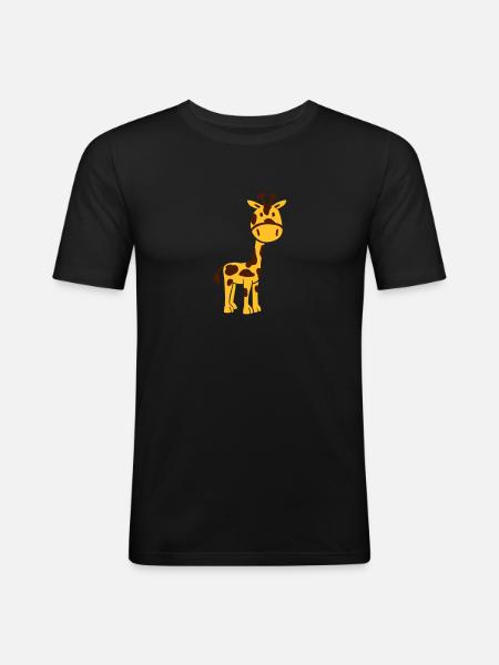 Giraffe - Männer Slim Fit T-Shirt - Schwarz
