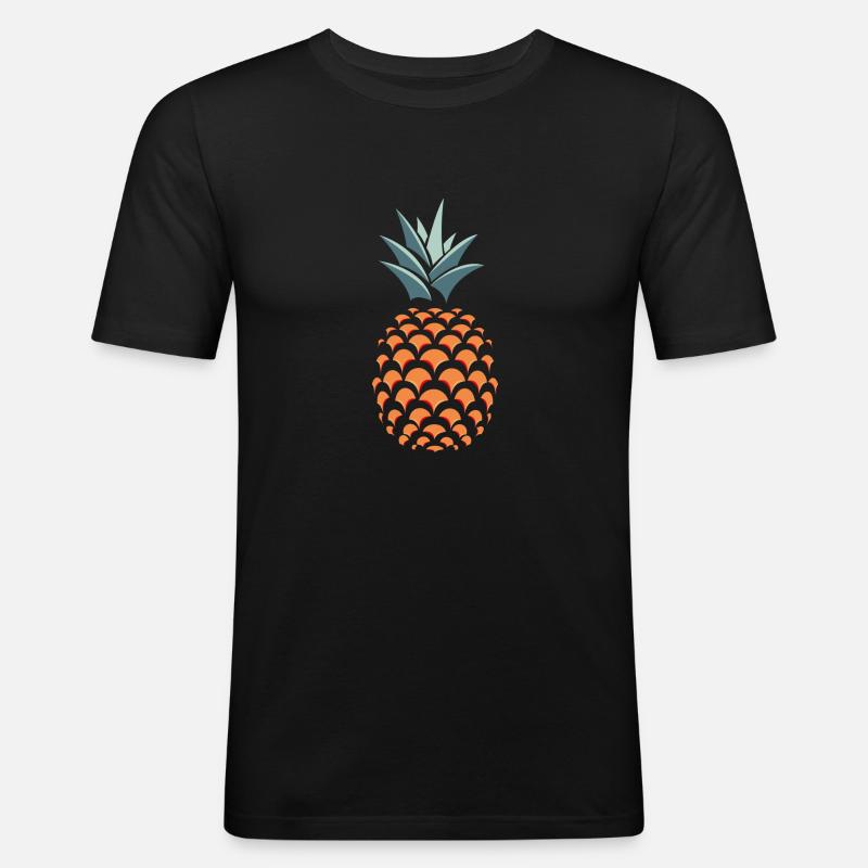 3D Ananas - Männer Slim Fit T-Shirt - Schwarz