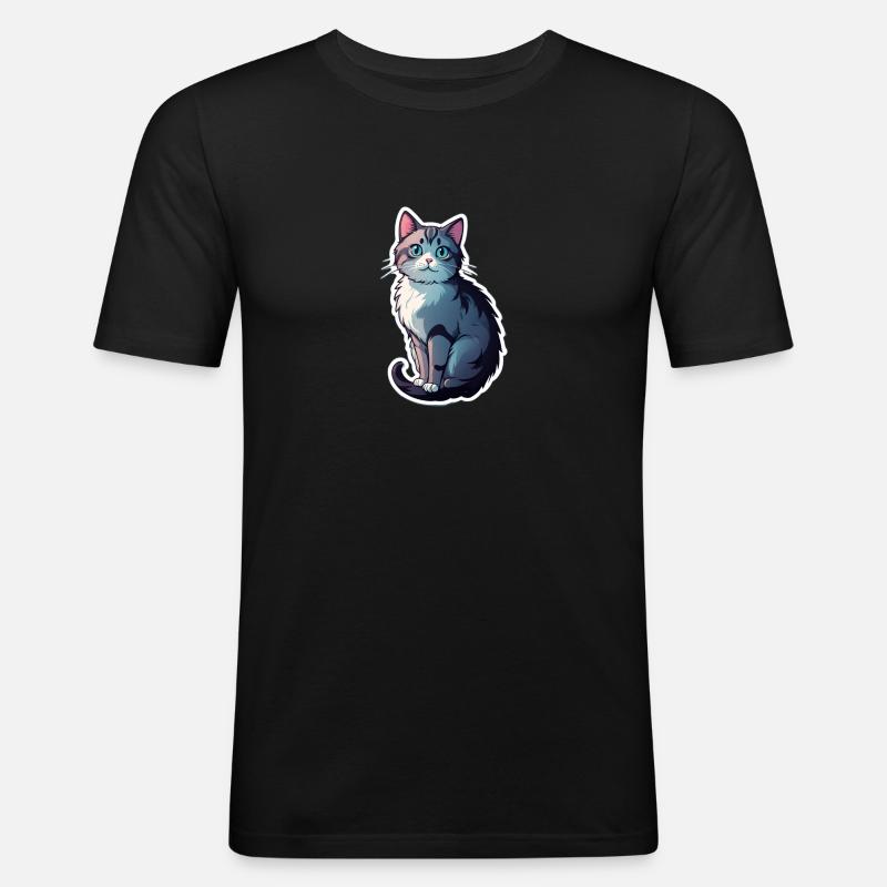 Cute cat - Männer Slim Fit T-Shirt - Schwarz