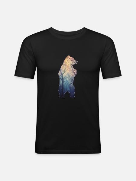 Hunter, Mountaineer, Hiker, Bear - Men's Slim Fit T-Shirt - black