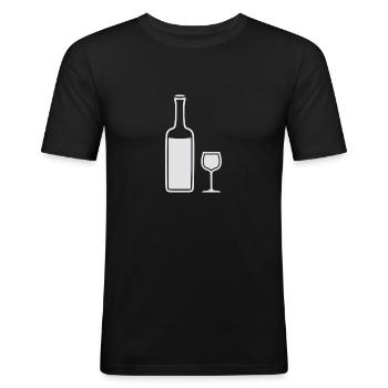 Wein - Männer Slim Fit T-Shirt - Schwarz - Vorne - Nik (191cm)