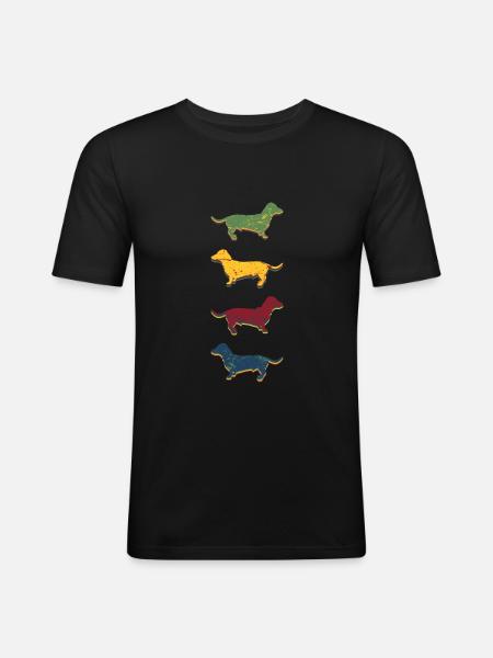 DACKEL KURZHAARDACKEL - Männer Slim Fit T-Shirt - Schwarz