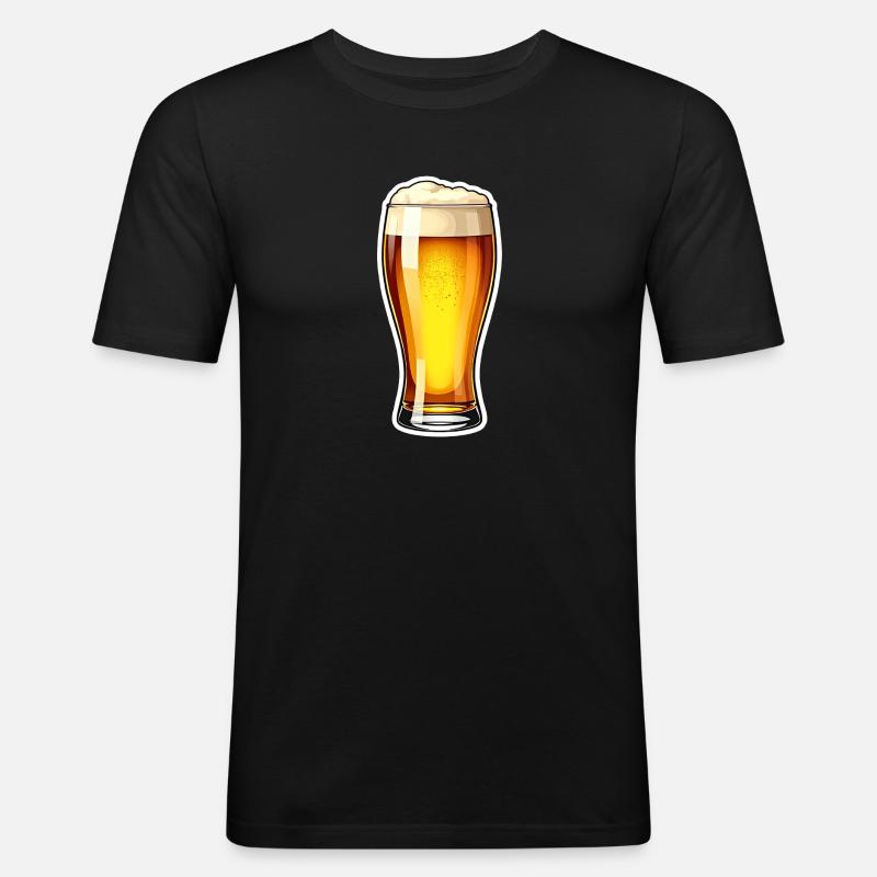 Bier - Männer Slim Fit T-Shirt - Schwarz