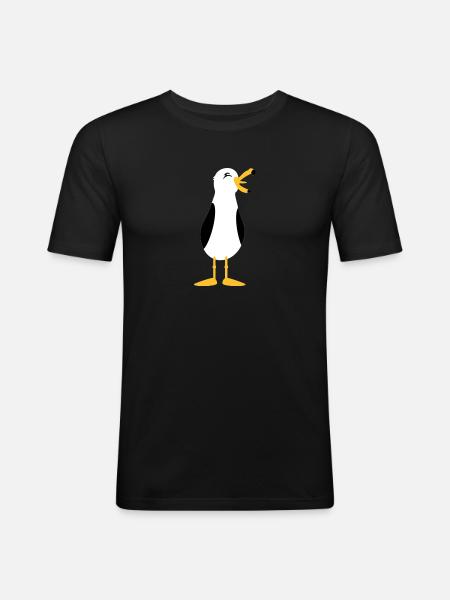 Möwe / seagull (3c) - Männer Slim Fit T-Shirt - Schwarz