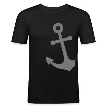 Anker - Männer Slim Fit T-Shirt - Schwarz - Vorne - Nik (191cm)