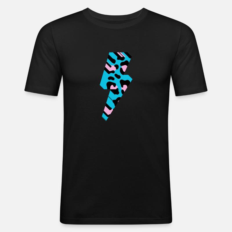 Leopard Blitz 3D - Männer Slim Fit T-Shirt - Schwarz