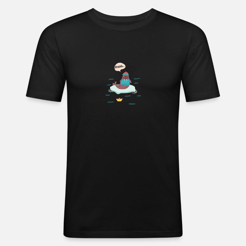 Walross Seemann Eisscholle - Männer Slim Fit T-Shirt - Schwarz