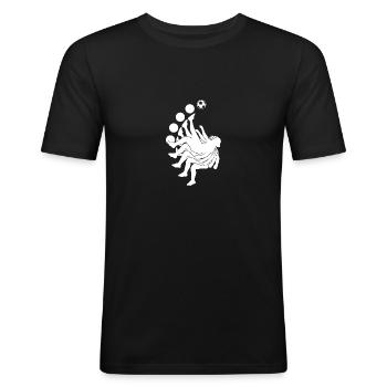 Fallrückzieher Fußball Fußballer Elfmeter Spieler - Männer Slim Fit T-Shirt - Schwarz - Vorne - Nik (191cm)
