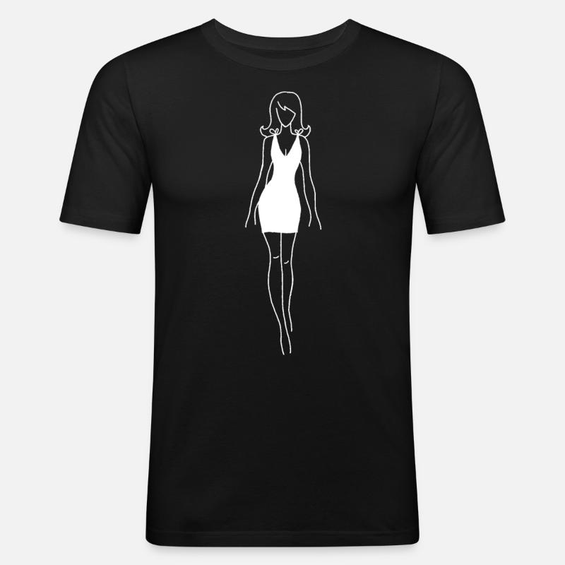 Frau im weißen Kleid - Männer Slim Fit T-Shirt - Schwarz