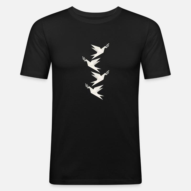 Papiertaube des Friedens - Männer Slim Fit T-Shirt - Schwarz