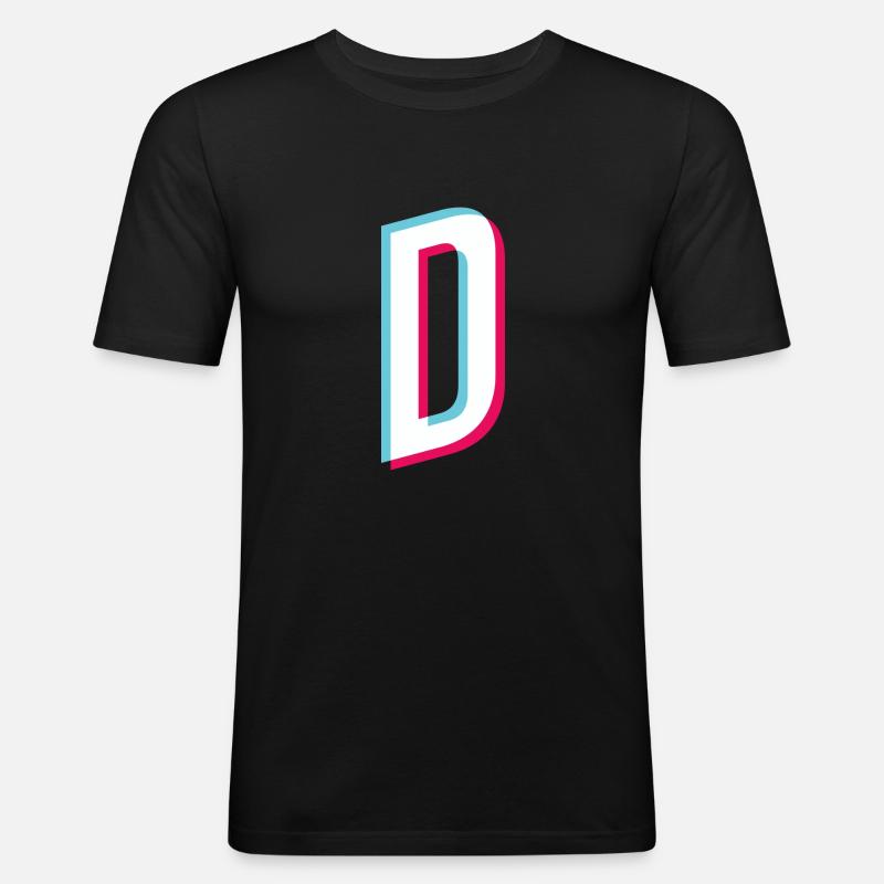 D - Buchstabe D - Männer Slim Fit T-Shirt - Schwarz