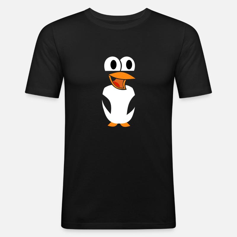 Lustiger Pinguin - Männer Slim Fit T-Shirt - Schwarz