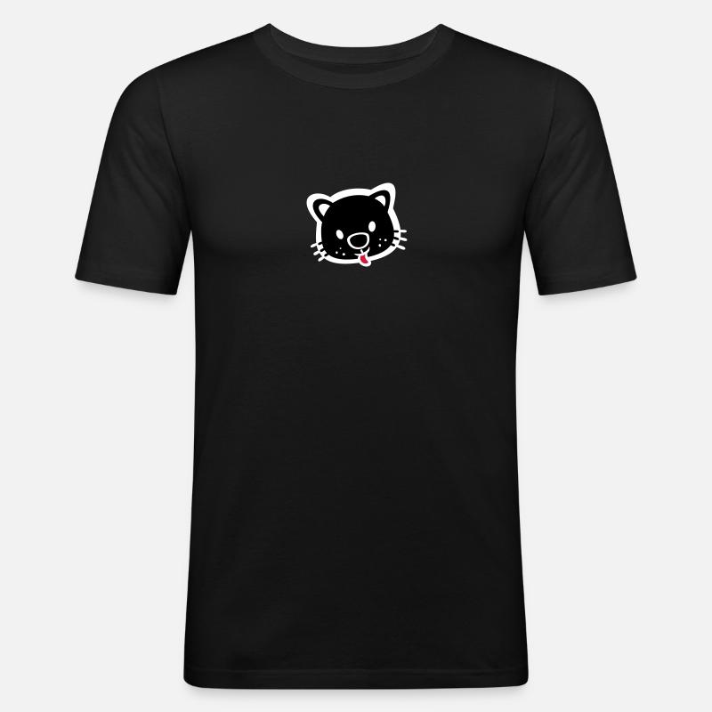 süßes Kätzchen Katze - Männer Slim Fit T-Shirt - Schwarz