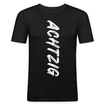 80 / Achtzig / 80. Geburtstag - Männer Slim Fit T-Shirt - Schwarz - Vorne - Nik (191cm)