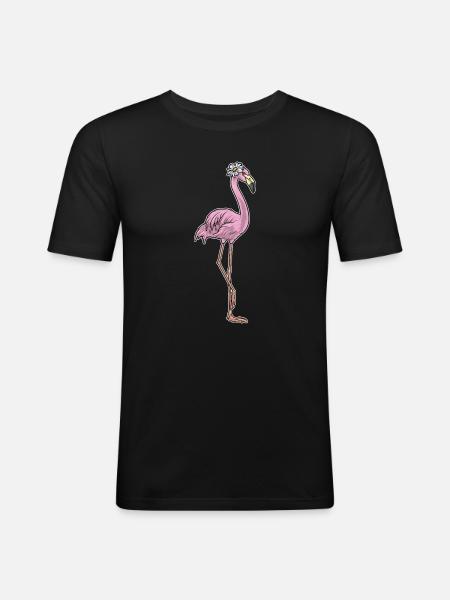 Flamingo Daisies - Men's Slim Fit T-Shirt - black