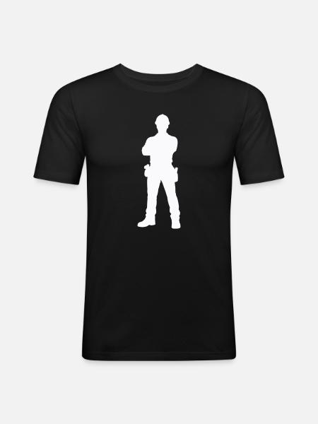 Construction Worker Construction Silhouette - Men's Slim Fit T-Shirt - black