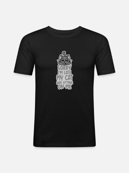 sorry cat was sitting - Men's Slim Fit T-Shirt - black