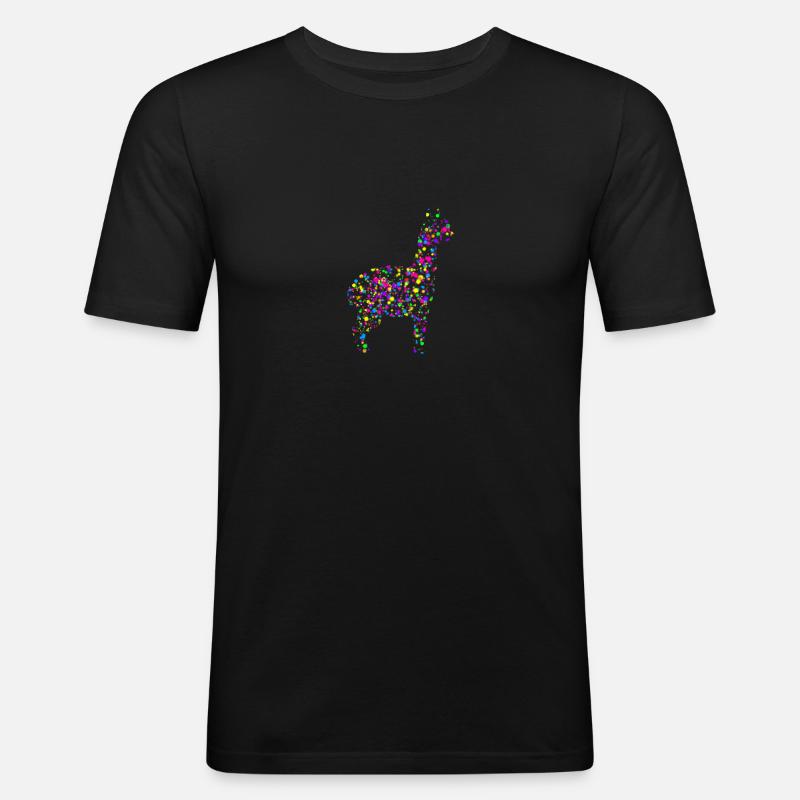 buntes Alpaka - Männer Slim Fit T-Shirt - Schwarz