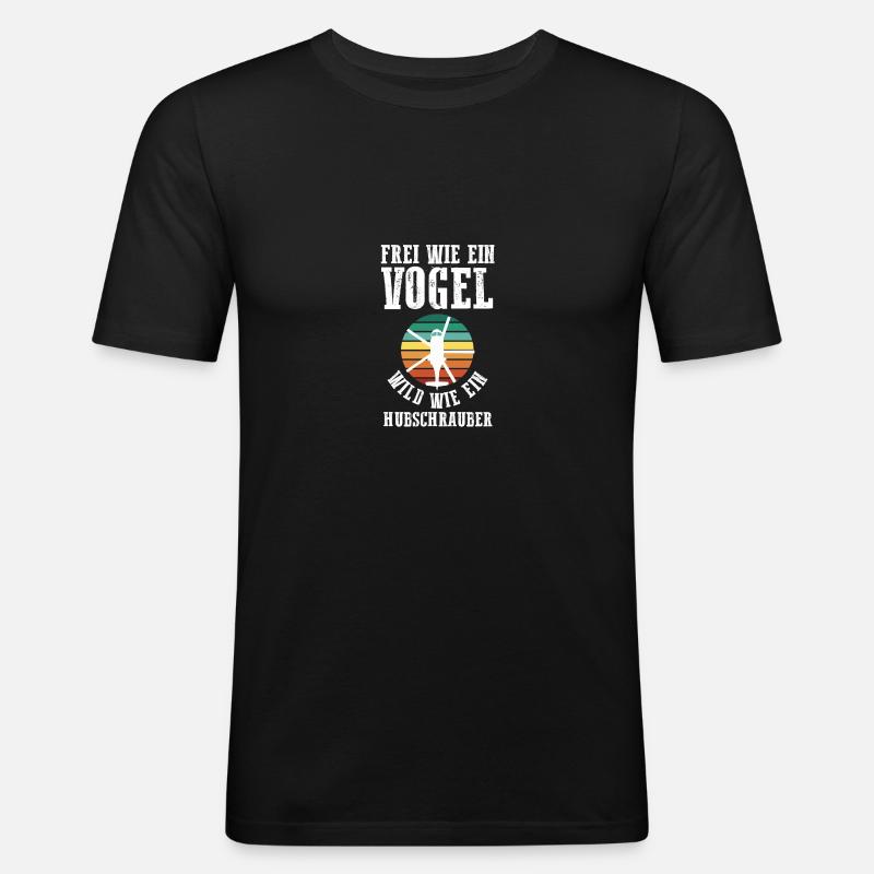 Pilot Helikopter Hubschrauber - Männer Slim Fit T-Shirt - Schwarz
