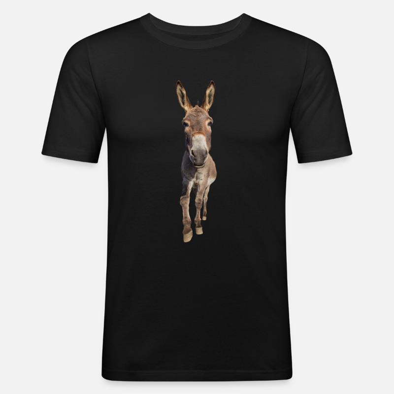 Esel - Männer Slim Fit T-Shirt - Schwarz