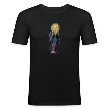 Der Schrei Edvard Munch - Männer Slim Fit T-Shirt - Schwarz - Vorne - Nik (191cm)