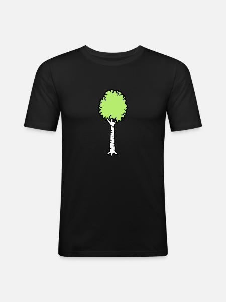 Birch Trees Cool - Men's Slim Fit T-Shirt - black