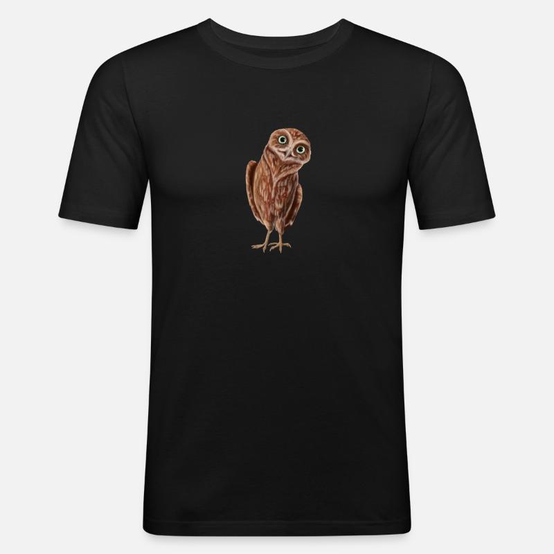 Kleine Eule - Männer Slim Fit T-Shirt - Schwarz