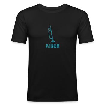 Blasmusik Aiden - Männer Slim Fit T-Shirt - Schwarz - Vorne - Nik (191cm)
