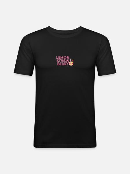 lemon strawberry - Männer Slim Fit T-Shirt - Schwarz