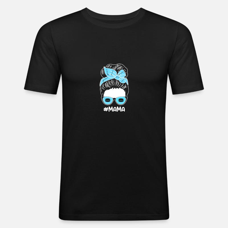 Eishockeyspieler Mama Mutter Eishockey - Männer Slim Fit T-Shirt - Schwarz