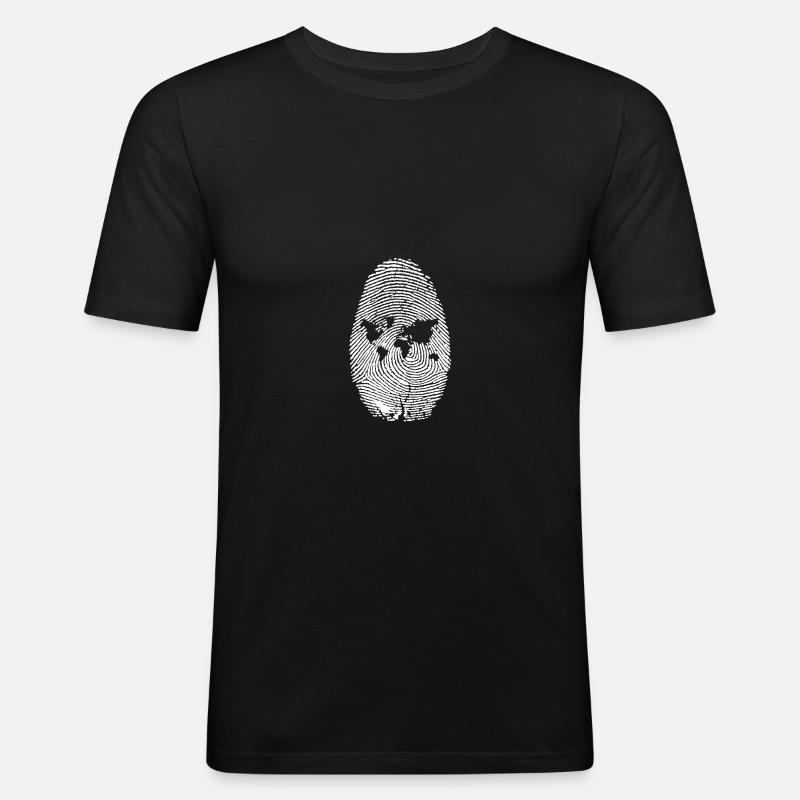 Internet one world - Männer Slim Fit T-Shirt - Schwarz