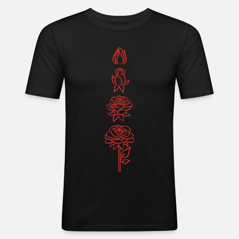 Blüte einer roten Blume - Männer Slim Fit T-Shirt - Schwarz