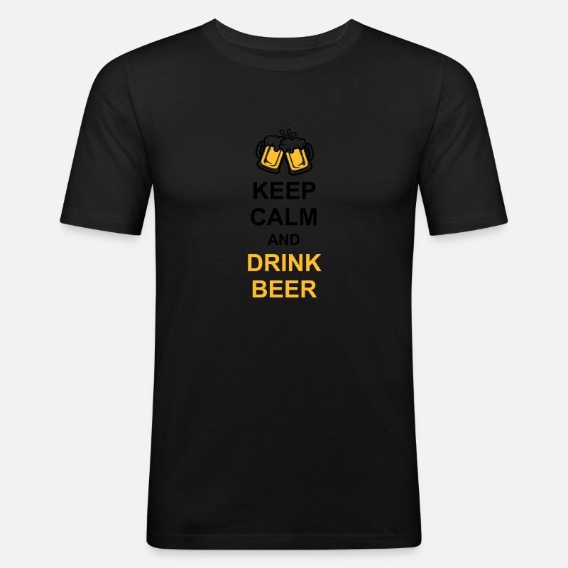 Drink Beer Keep Calm - Männer Slim Fit T-Shirt - Schwarz