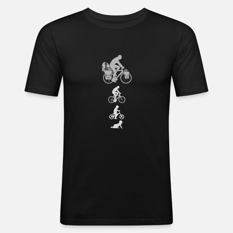 Evolution Rad weiss - Männer Slim Fit T-Shirt - Schwarz