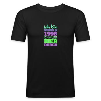 1998 - Männer Slim Fit T-Shirt - Schwarz - Vorne - Nik (191cm)