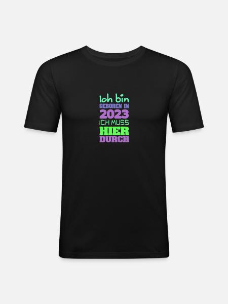 born in 2023 - Men's Slim Fit T-Shirt - black