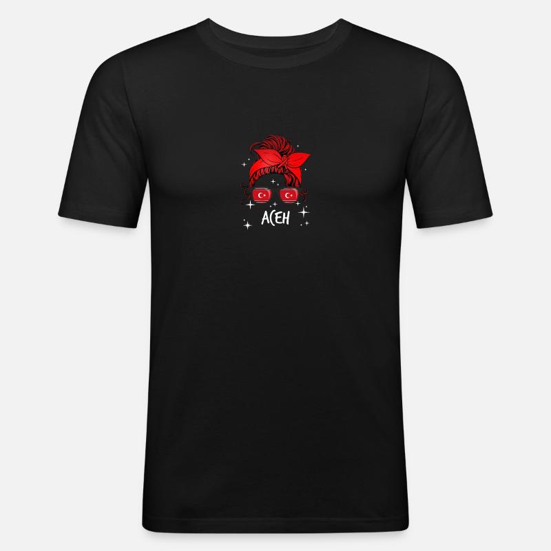 Aceh - Männer Slim Fit T-Shirt - Schwarz