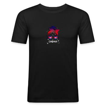 Cambodge - T-shirt près du corps Homme - noir - Devant - Nik (191cm)