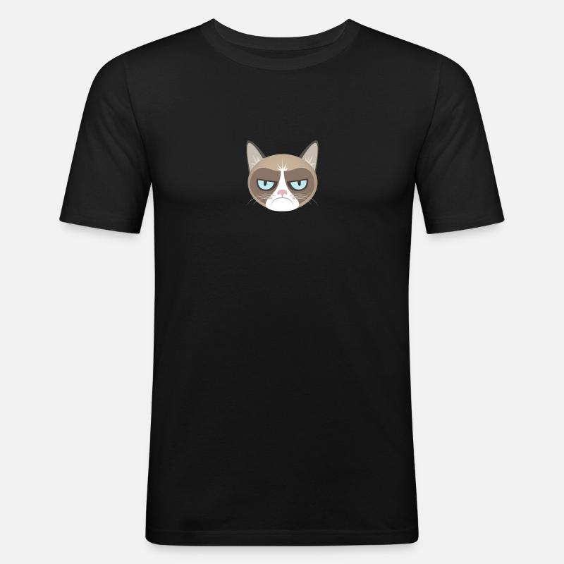Grumpy Cat - Männer Slim Fit T-Shirt - Schwarz