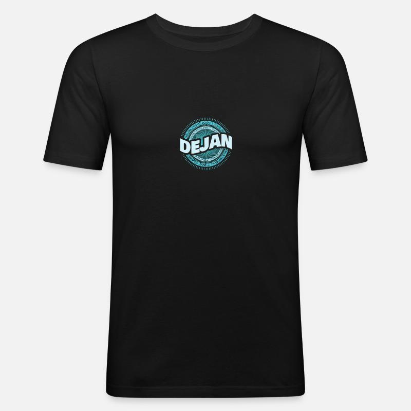 Geschenkidee Dejan - Männer Slim Fit T-Shirt - Schwarz