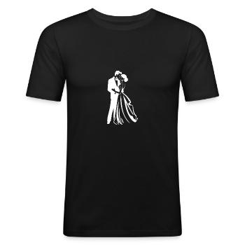 Marié Mariage des jeunes mariés - T-shirt près du corps Homme - noir - Devant - Nik (191cm)